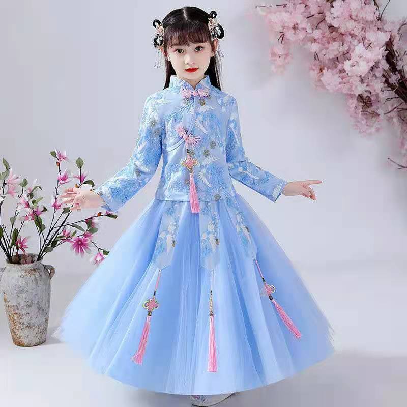 Girls' Dress Summer 2023 New Summer Hanfu Princess Dress Summer Dress Children Dress Little Girl Spring Dress Big Child Specification drawing