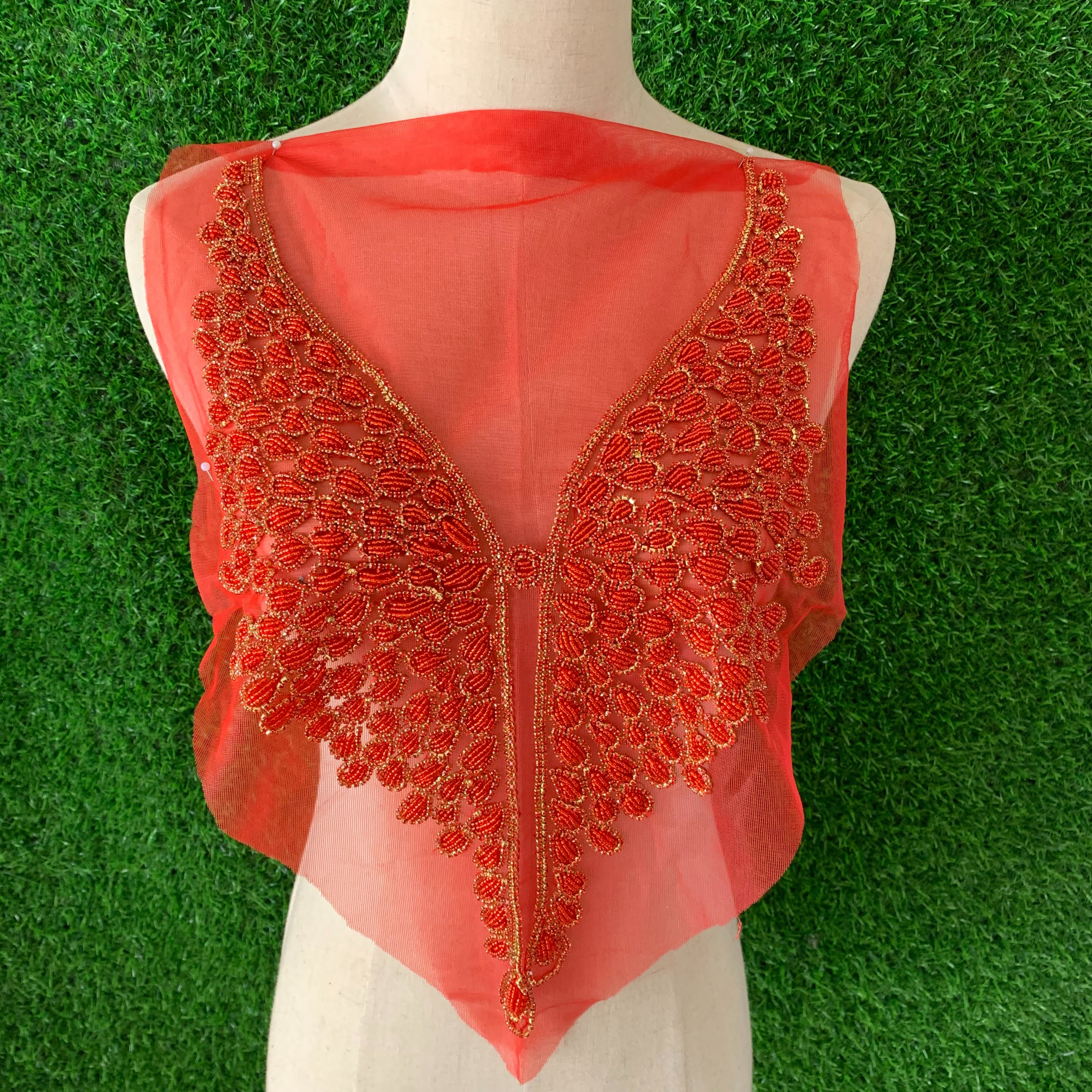 Wholesale mesh base beaded applique tube column corset applique DIY clothing accessories Specification image