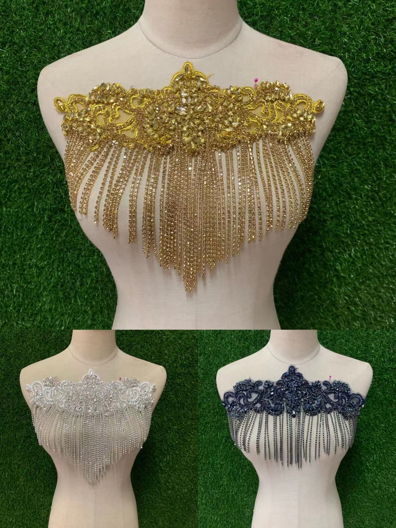Glass diamond, tassel, beaded embroidery, rhinestone, wedding dress, clothing, accessories and accessories Specification image