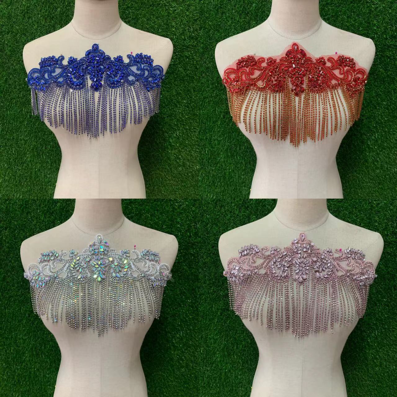 Glass diamond, tassel, beaded embroidery, rhinestone, wedding dress, clothing, accessories and accessories