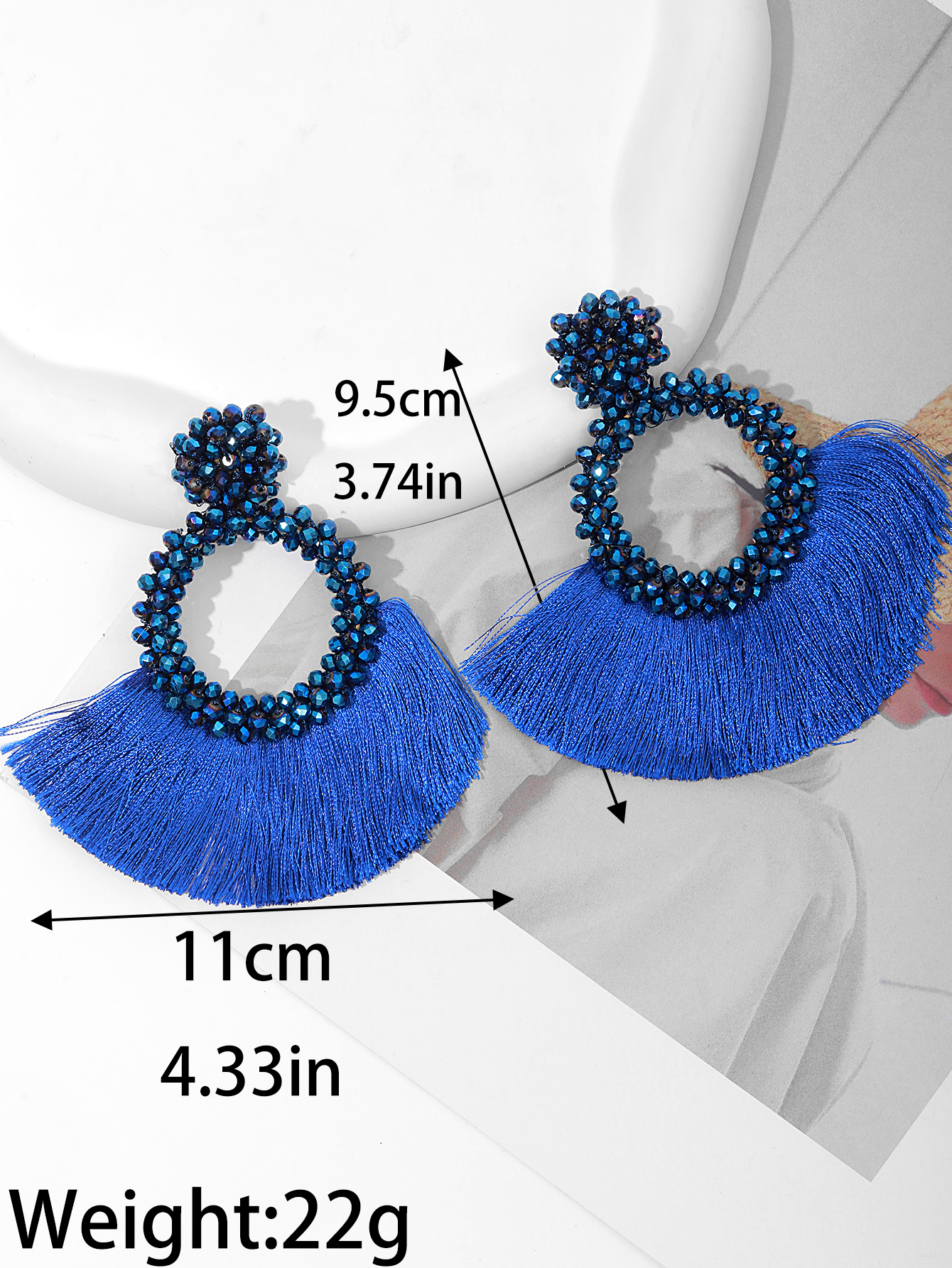 European and American earrings Bohemian rice bead fan-tassel earrings Fashion chic women personality earrings