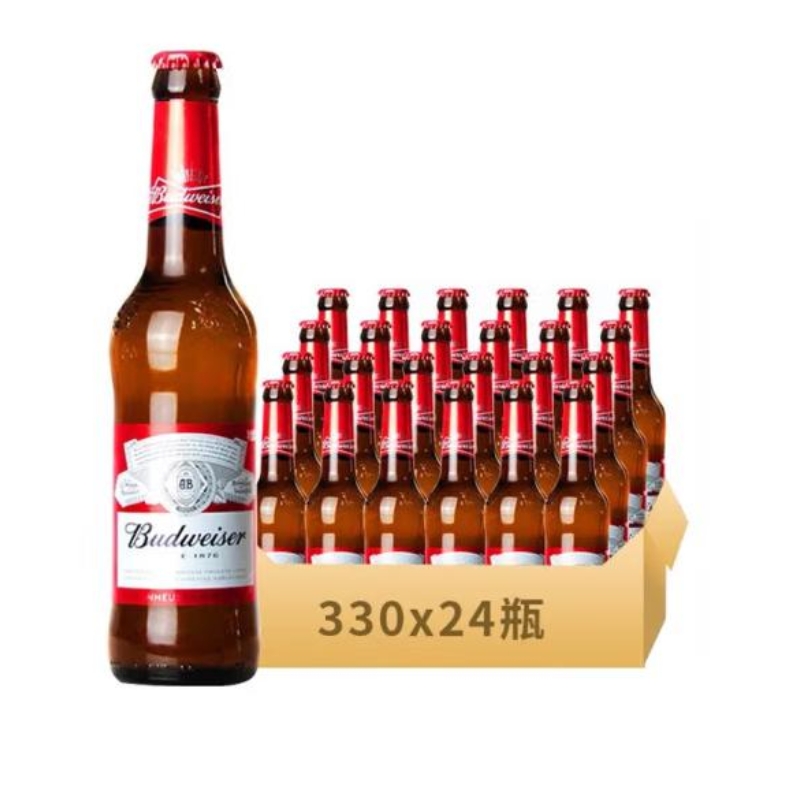中国制 百威啤酒 330ml 24瓶/箱啤酒小红瓶拉格 黄啤 经典醇正精酿啤酒瓶装整详情图1