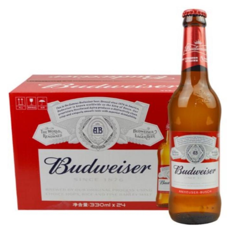 中国制 百威啤酒 330ml 24瓶/箱啤酒小红瓶拉格 黄啤 经典醇正精酿啤酒瓶装整详情图3
