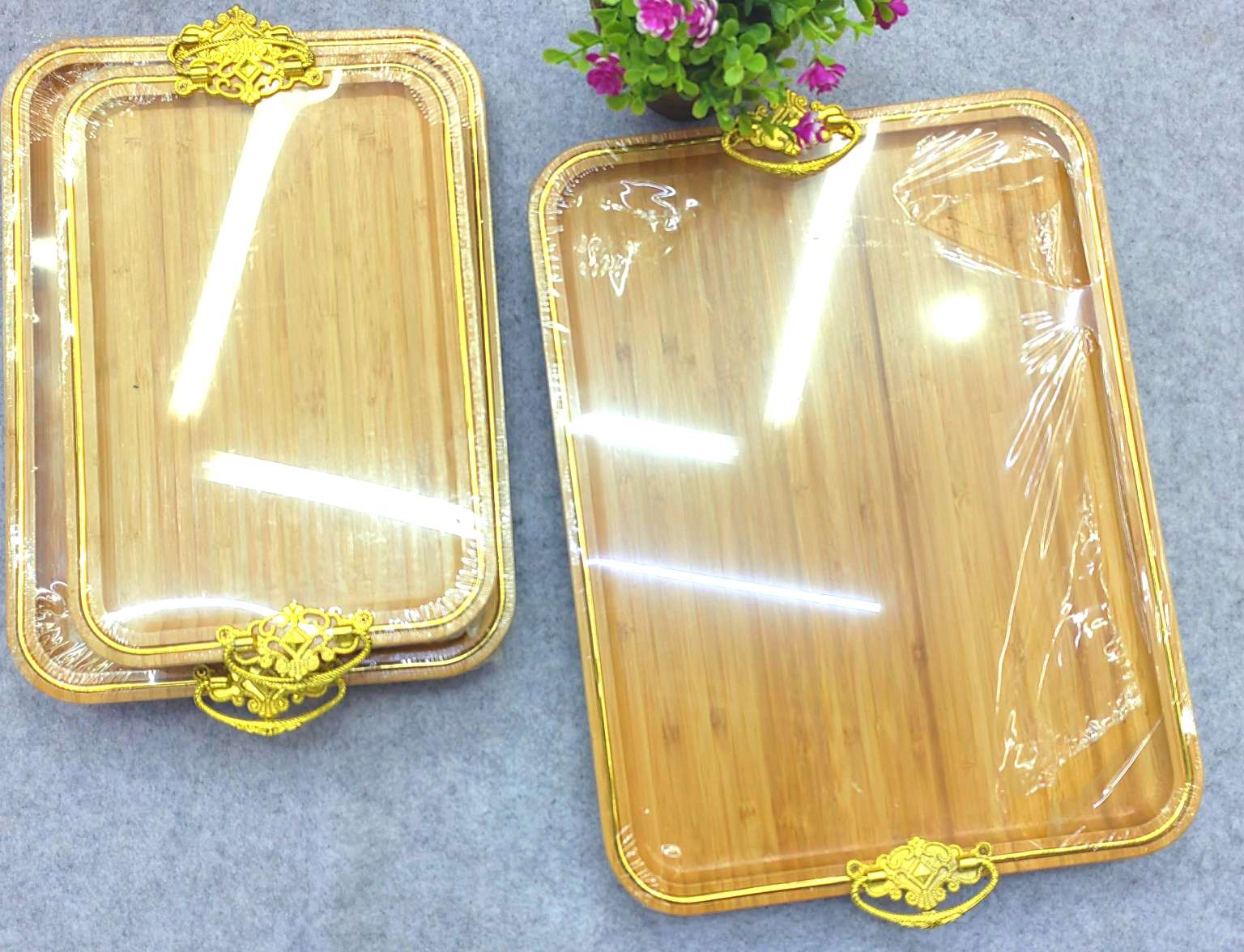 【 Yiwu Jiehao Bamboo and Wood Products 】【2025 Bestseller 】 Jiehao Bamboo and Wood's long, popular metal ear, heart-shaped fruit, creative golden display plate details Picture
