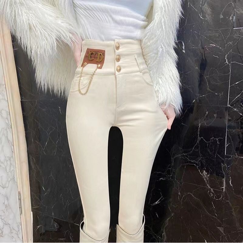 2023 Spring And Autumn New Cd Chain Pants Women's High Waist Stretch Thin Pencil Pants Wearing Tight Legs Pants details Picture