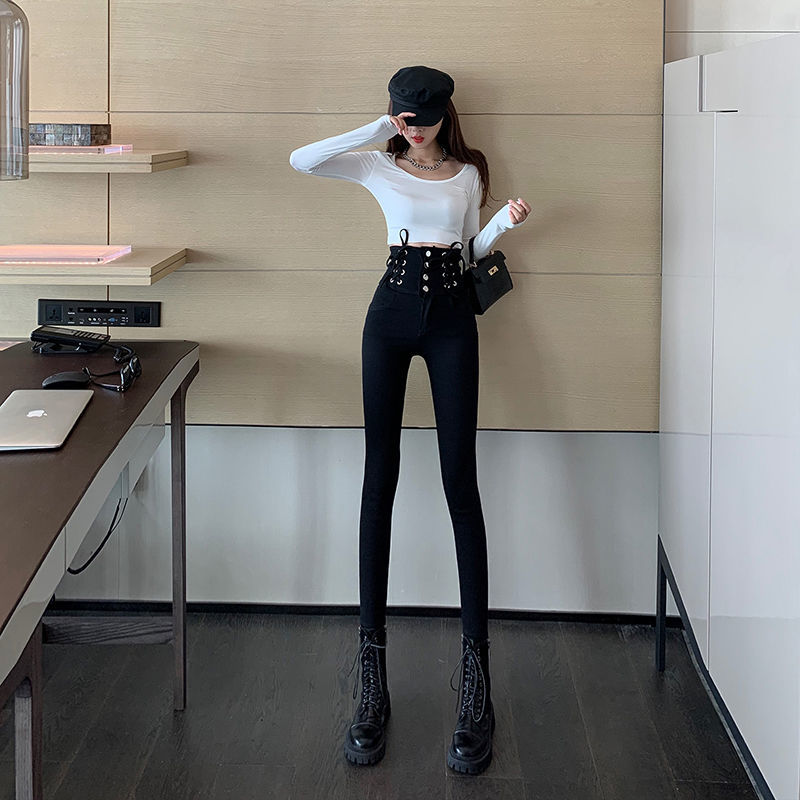 2023 Spring New Temperament High-Waisted Leggings Women's Autumn Small Feet Slim Slim Skinny Pencil Long Pants Application Scenario