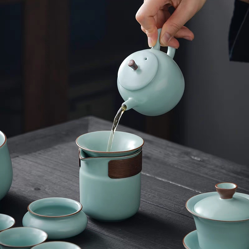14头汝窑茶具套装手绘古青瓷茶具详情9