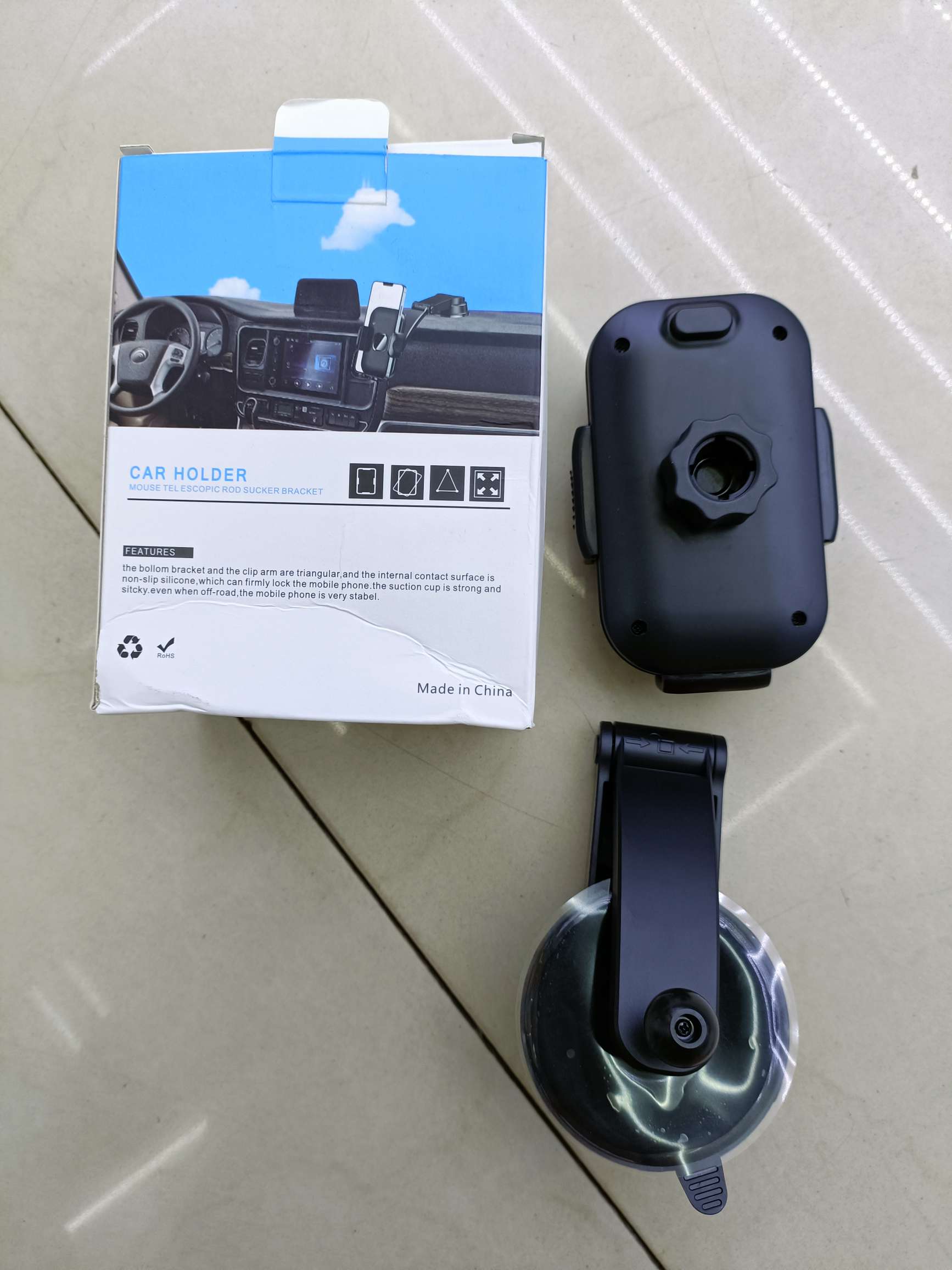 弯管吸盘底座/车载支架/手机支架白底实物图