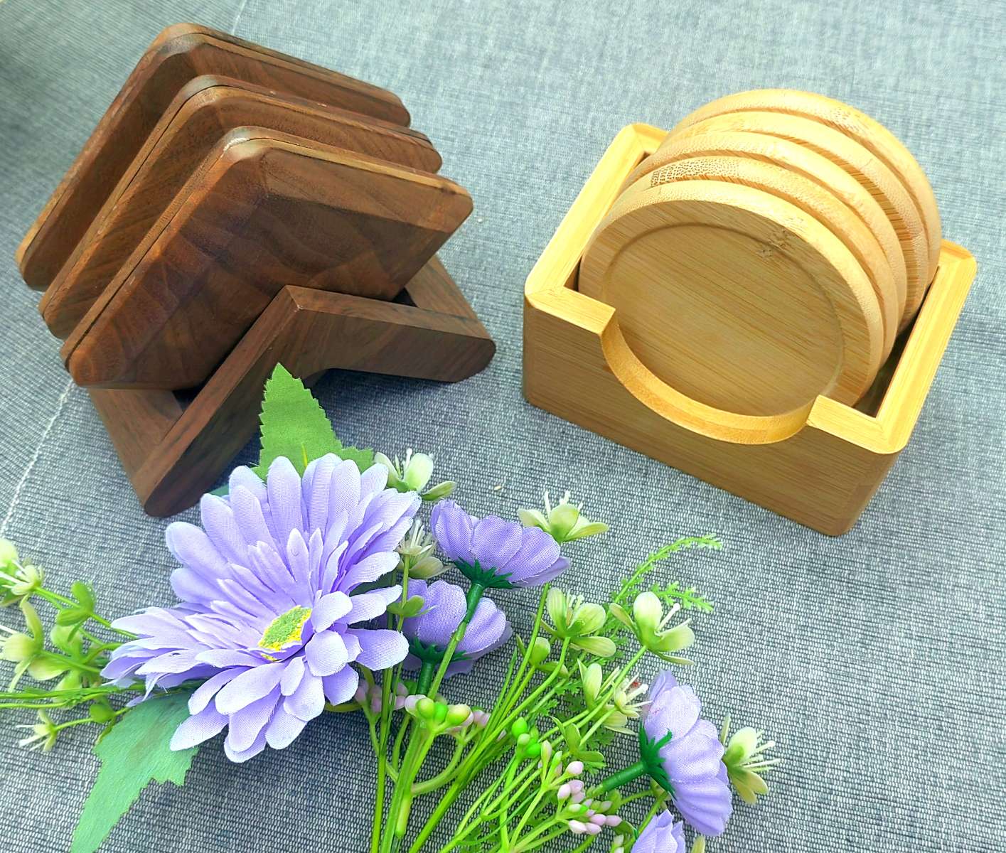 【 Jiehao 】 Daily Necessities Black Walnut Coasters, creative solid wood tea coasters, heat insulation pads, Beech coffee Coasters set detail image 6