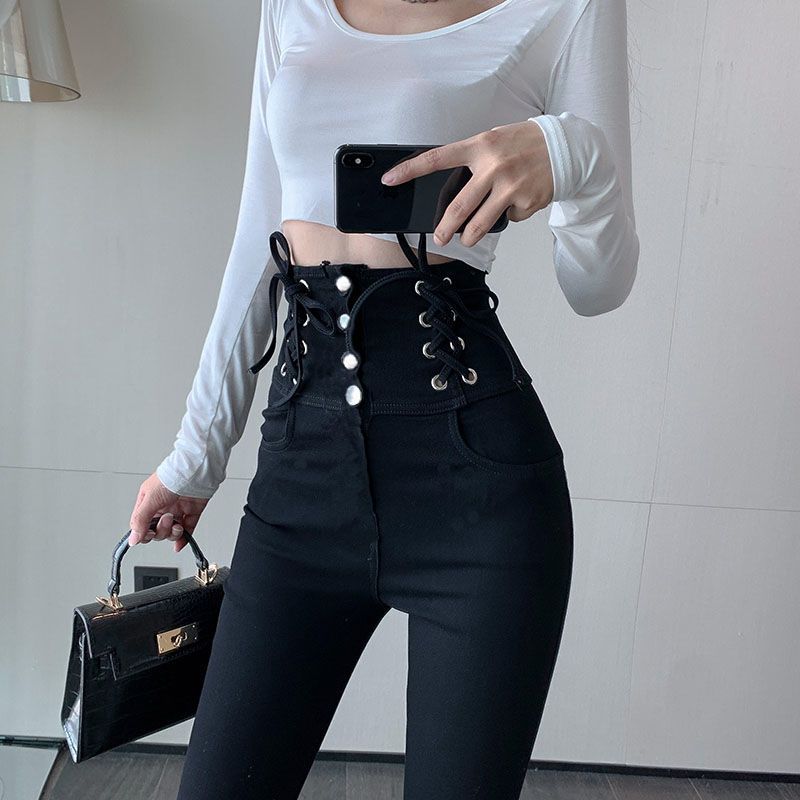 2023 Spring New Temperament High-Waisted Leggings Women's Autumn Small Feet Slim Slim Skinny Pencil Long Pants Application Scenario
