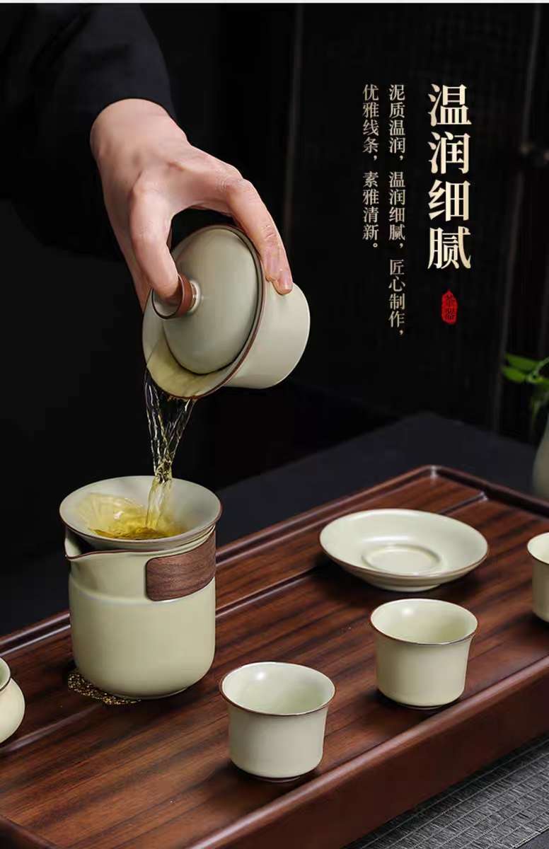 14头汝窑茶具套装手绘古青瓷茶具详情14