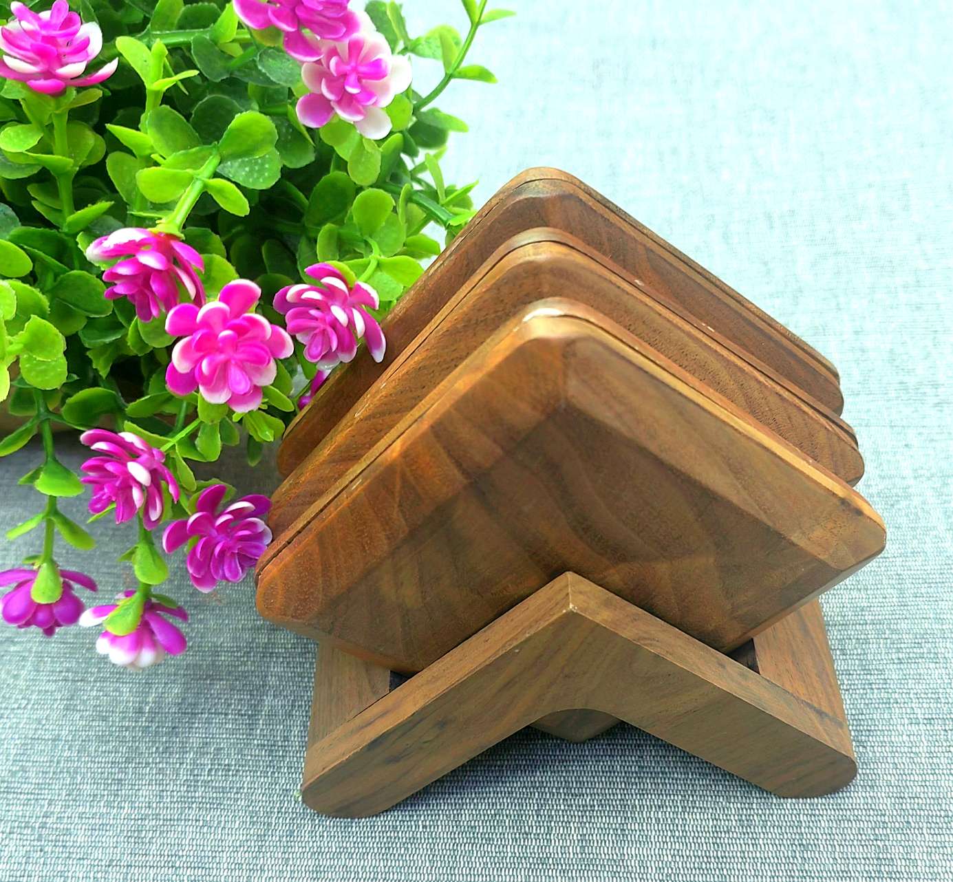 【 Jiehao 】 Daily Necessities Black Walnut Coasters, creative solid wood tea coasters, heat insulation pads, Beech coffee Coasters set detail image 4