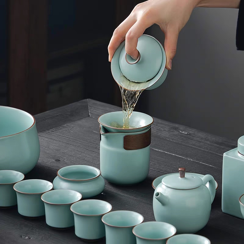 14头汝窑茶具套装手绘古青瓷茶具详情11