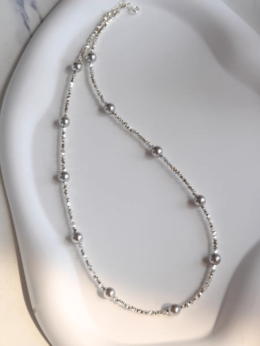 Broken Silver A Few More Than Two Beads Necklace undefined