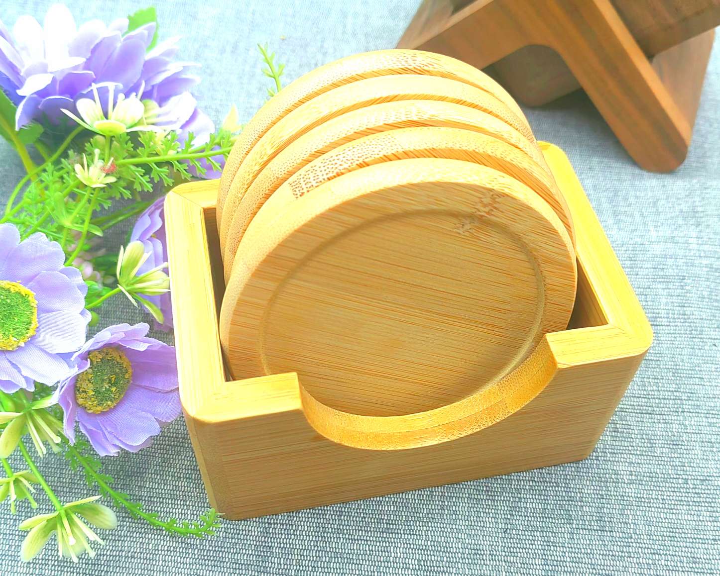 【 Jiehao 】 Daily Necessities Black Walnut Coasters, creative solid wood tea coasters, heat insulation pads, Beech coffee Coasters set detail image 5