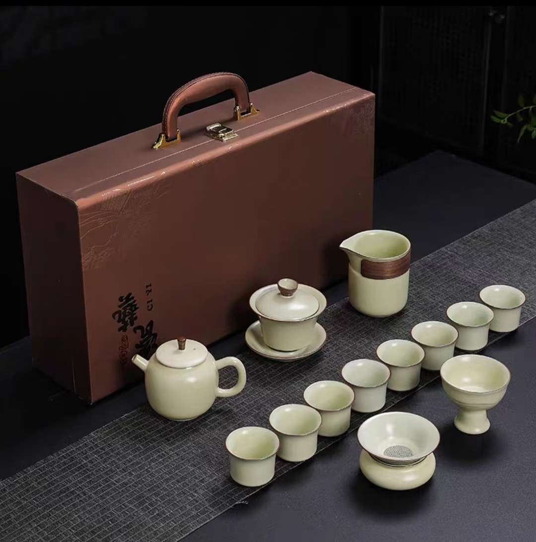 汝窑茶具套装白底实物图