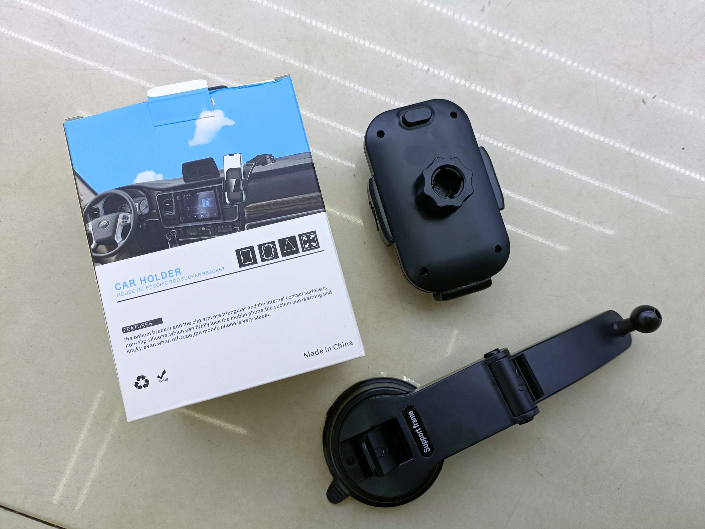 镜面齿轮自动锁夹头配旋转弯管底座/硅胶镜面齿轮自动锁夹头配旋转弯管底座 手机支架 车载支架 吸盘支架详情图2