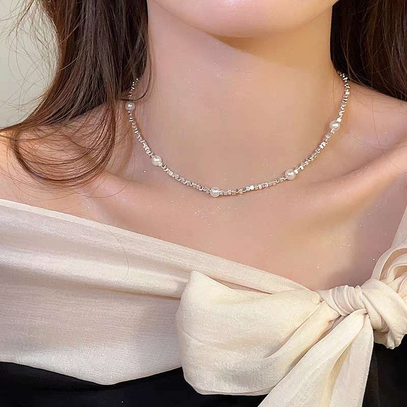 Broken Silver A Few More Than Two Beads Necklace undefined