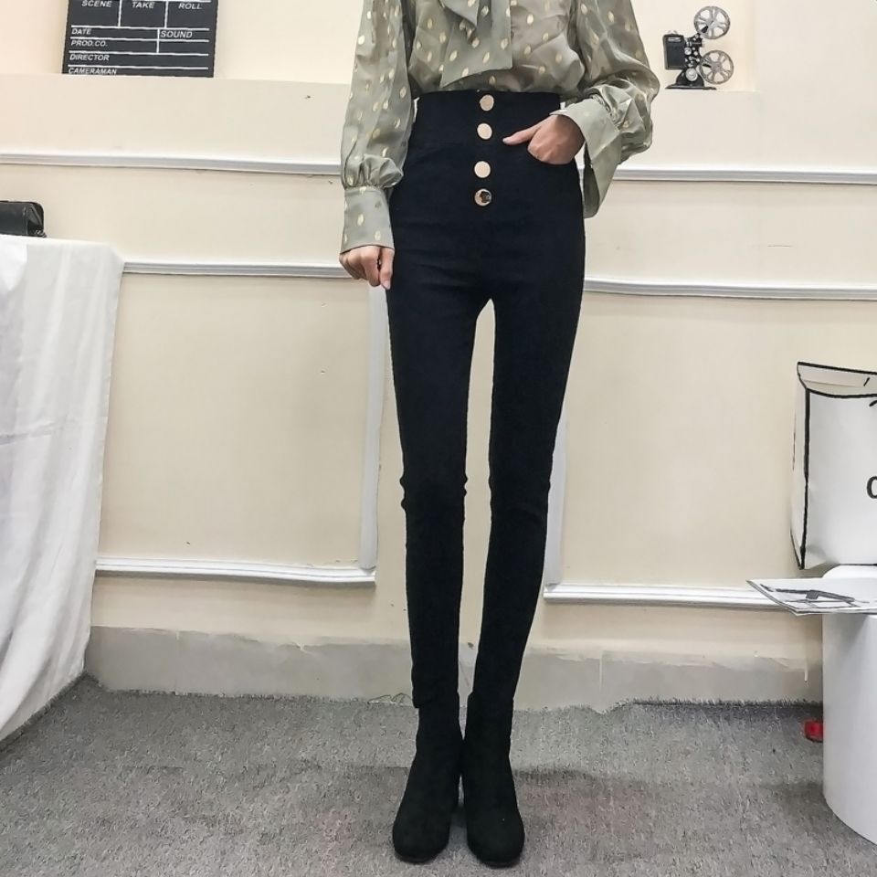 2023 Spring And Autumn Net Red Magic Pants High Waist Slim Elastic Small Foot Pencil Pants Hong Kong Taste Leggings For Women To Wear undefined