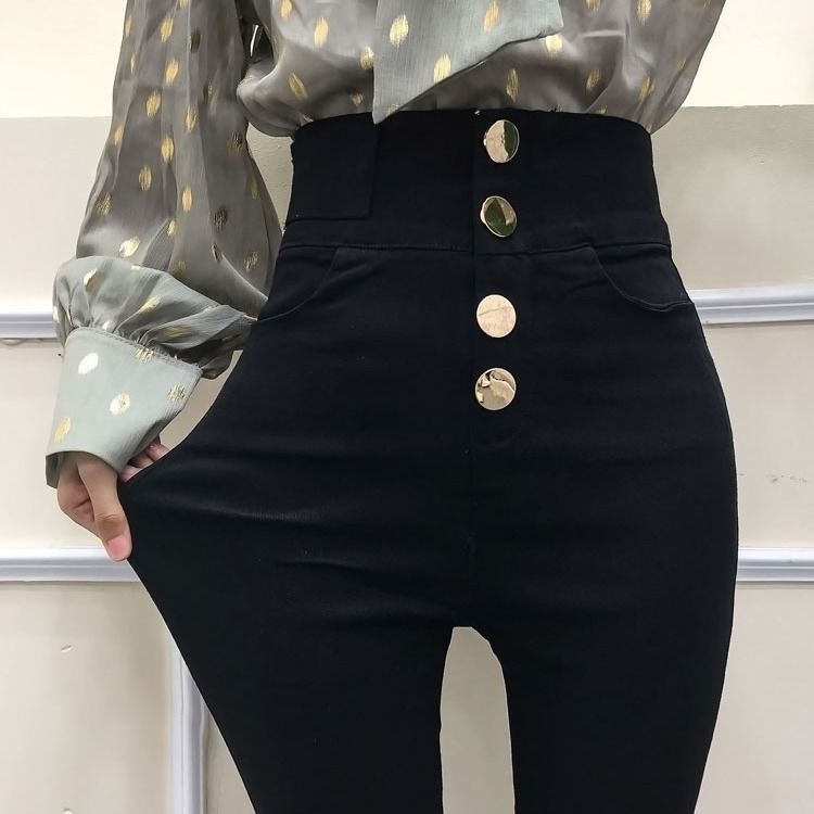 2023 Spring And Autumn Net Red Magic Pants High Waist Slim Elastic Small Foot Pencil Pants Hong Kong Taste Leggings For Women To Wear Item Picture