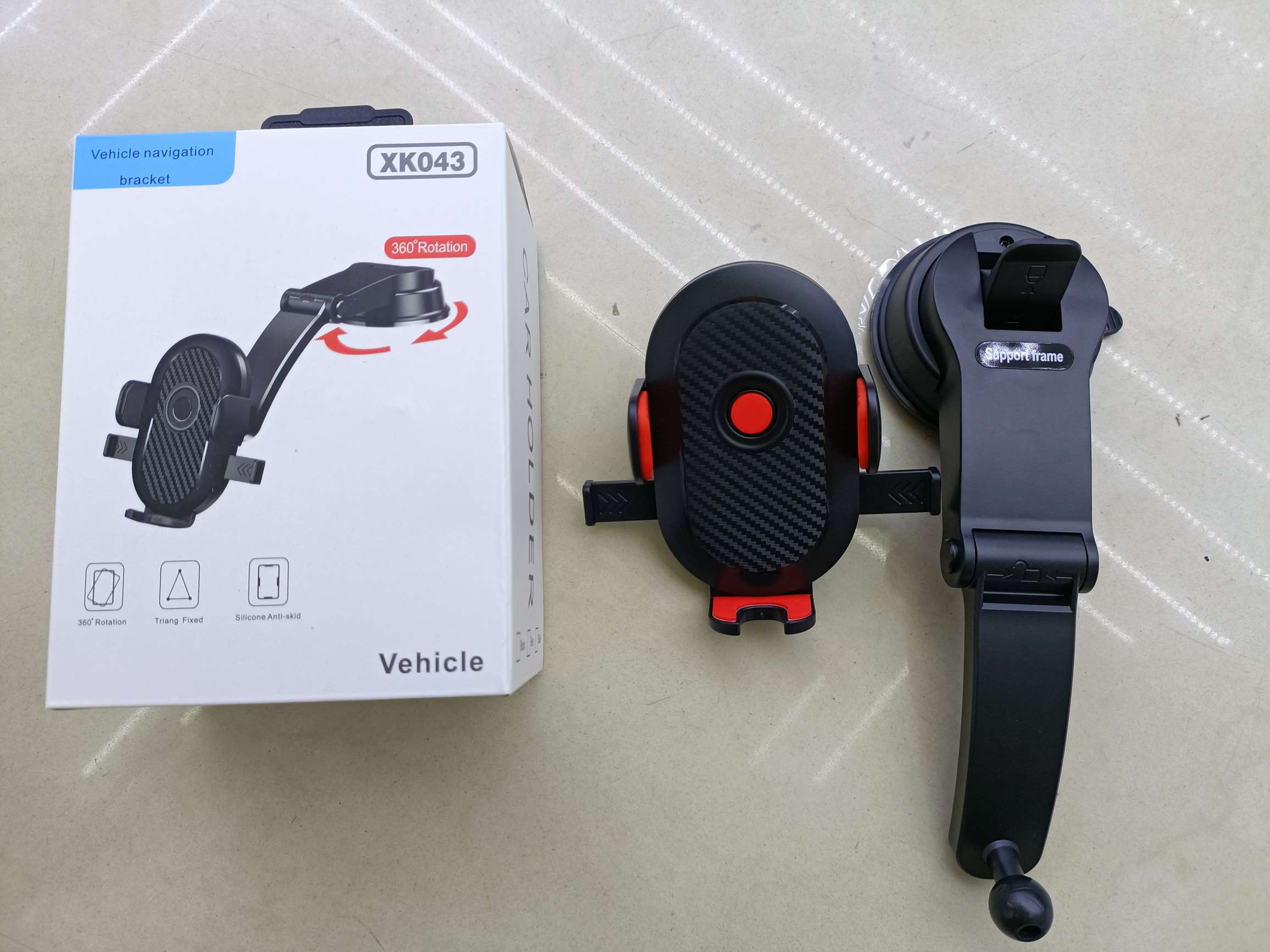 碳纤维夹头配旋转弯管底座 手机支架 车载支架 吸盘支架