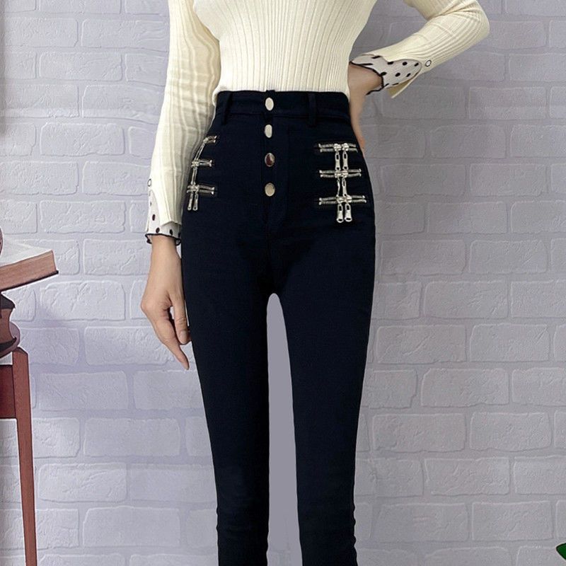 Magic Black Leggings For Women Wearing Spring And Autumn 2023 New Pencil Small Black Pants Show Thin High Waist Small Feet Autumn details Picture