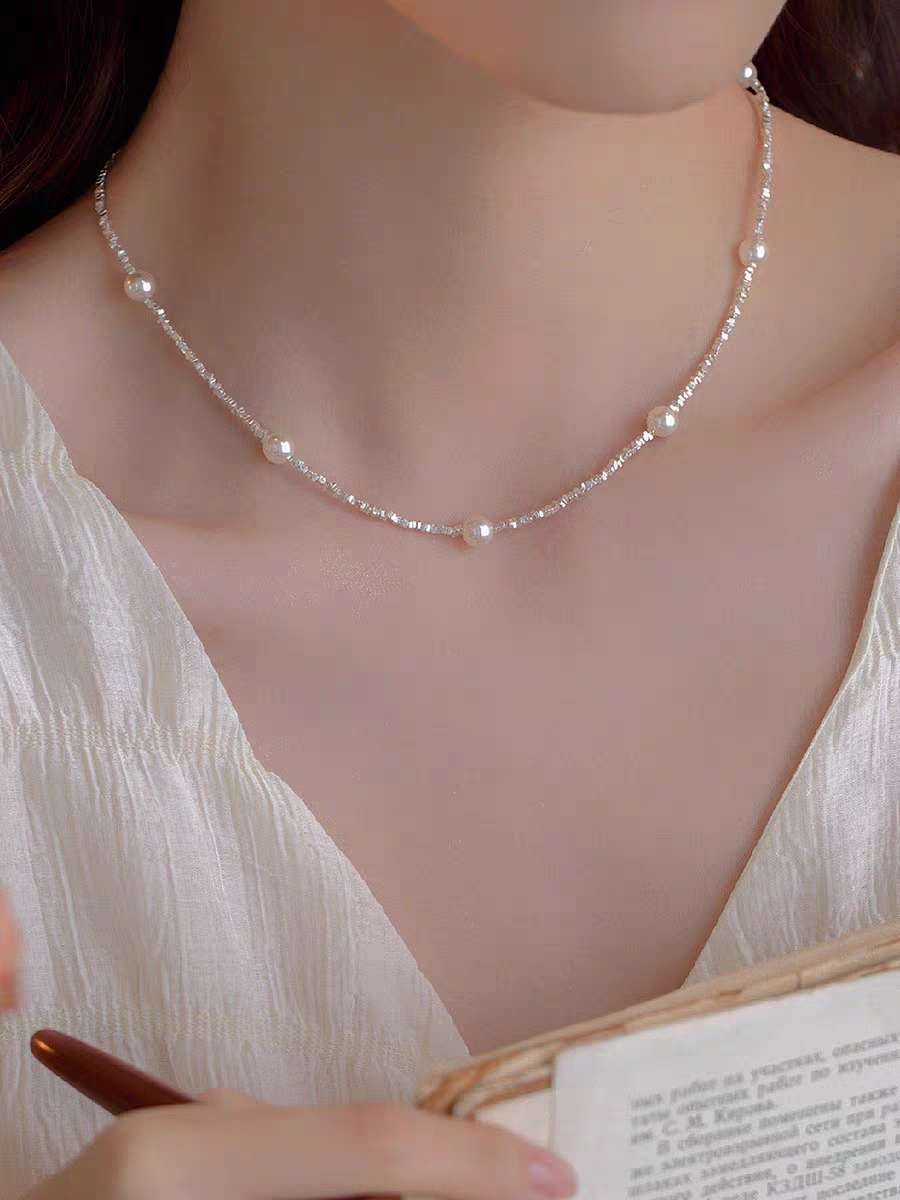 Broken Silver A Few More Than Two Beads Necklace Specification drawing