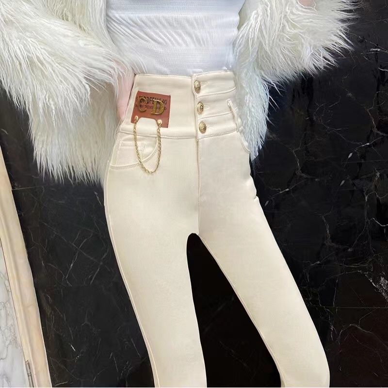 2023 Spring And Autumn New Cd Chain Pants Women's High Waist Stretch Thin Pencil Pants Wearing Tight Legs Pants undefined