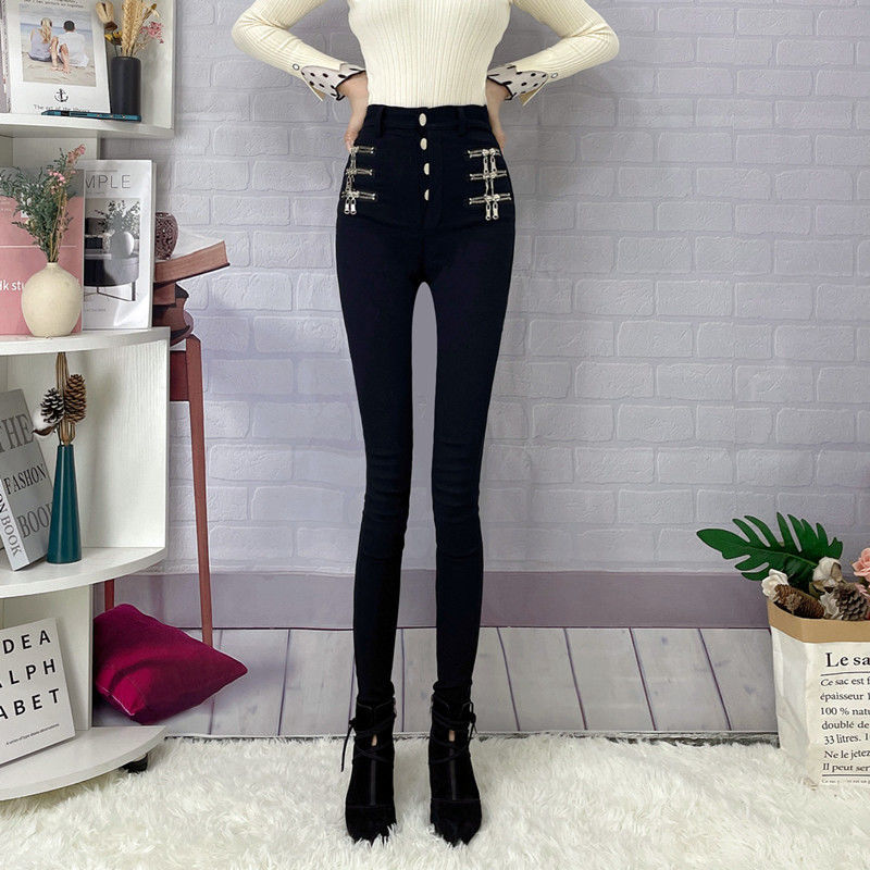 Magic Black Leggings For Women Wearing Spring And Autumn 2023 New Pencil Small Black Pants Show Thin High Waist Small Feet Autumn undefined