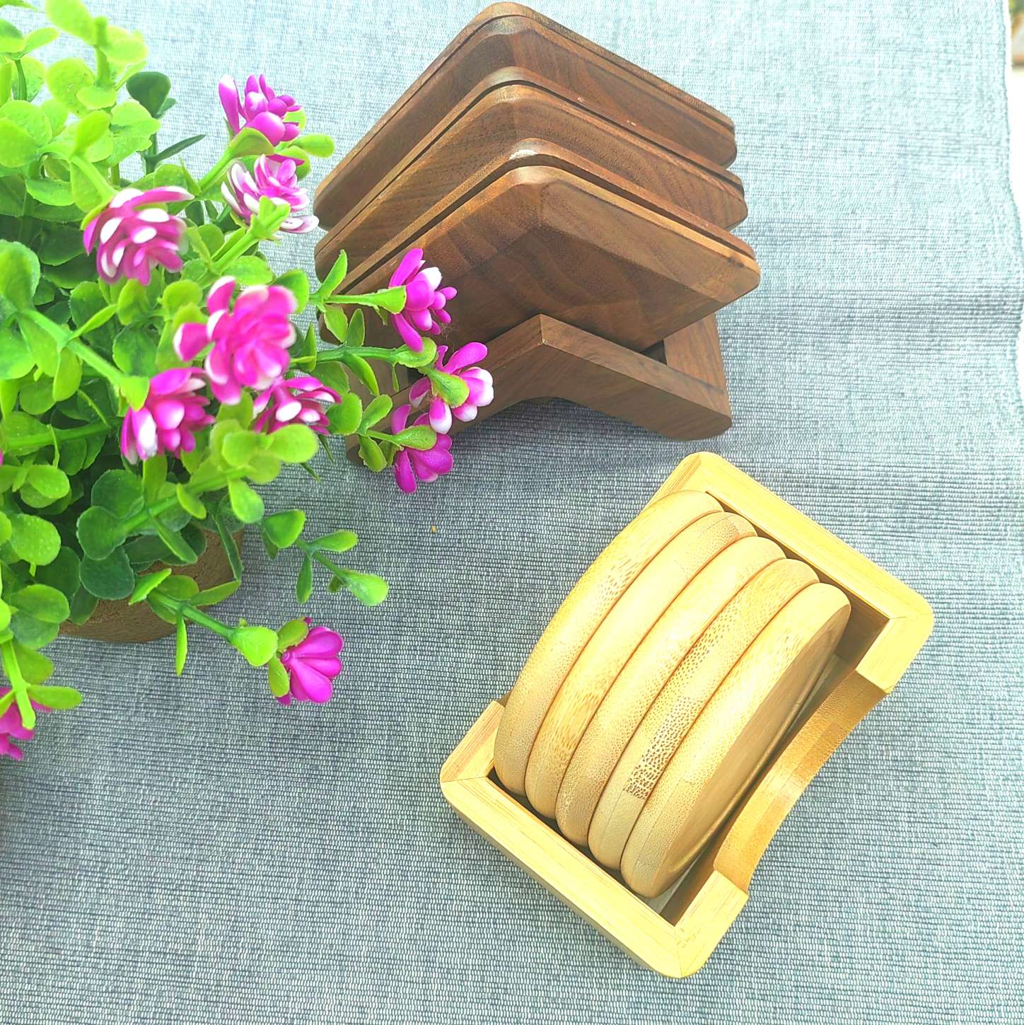 【 Jiehao 】 Daily Necessities Black Walnut Coasters, creative solid wood tea coasters, heat insulation pads, Beech coffee Coasters set detail image 9