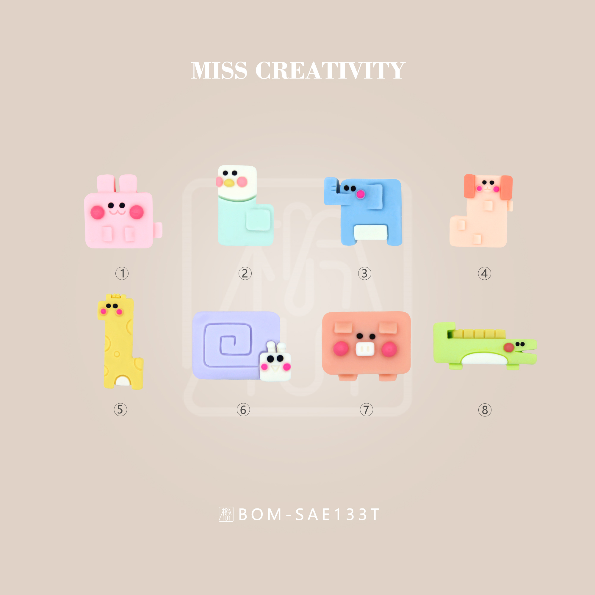 想念创意DIY胶点可爱形状动物配件文具玩具配饰笔配件套装创意手工制作书写工具ae133详情10