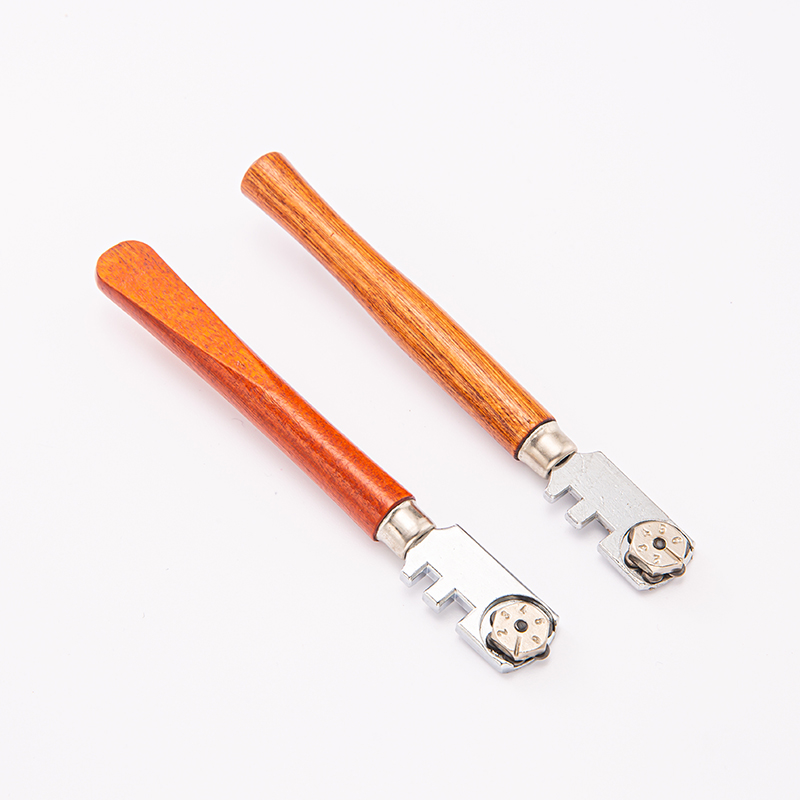 Flat Handle Six-Wheel Glass Knife Wooden Handle Glass Knife Roller Glass Knife details Picture