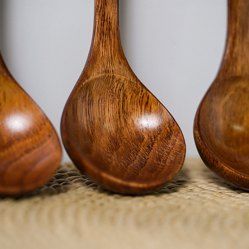 Jiehao bamboo and wood spoons, soup spoons, large wooden spoons, long-handled large soup spoons, wooden soup spoons, large household Japanese and Korean style spoons, porridge spoons detail image 3