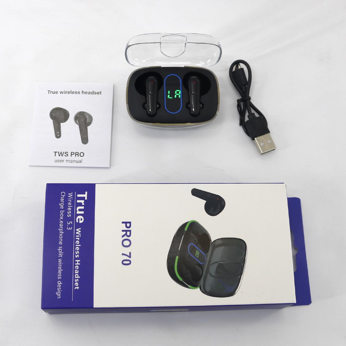 PRO 70蓝牙耳机TWS无线耳机5.0半入耳式  蓝牙耳机触控无线运动耳机 PRO70