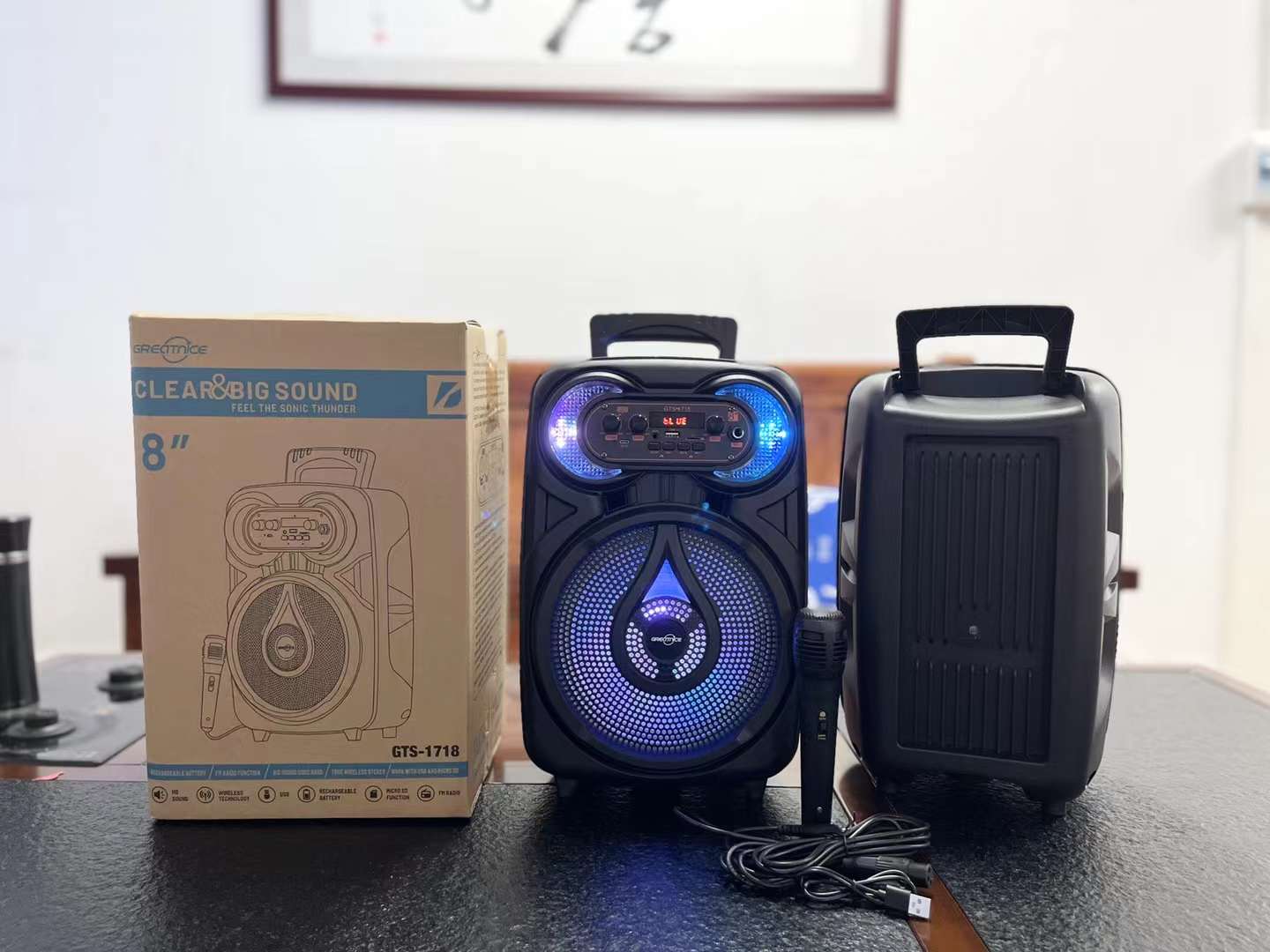 GTS-1718   8寸系列便携式音箱蓝牙无线音响收音机有线麦