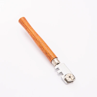 Round Handle Six-Wheel Glass Knife Wooden Handle Glass Knife Roller Glass Knife