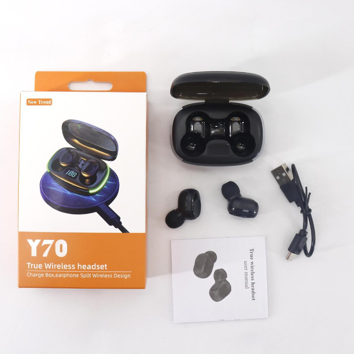 Y70 蓝牙耳机TWS无线耳机5.0半入耳式  蓝牙耳机触控无线运动耳机 Y70