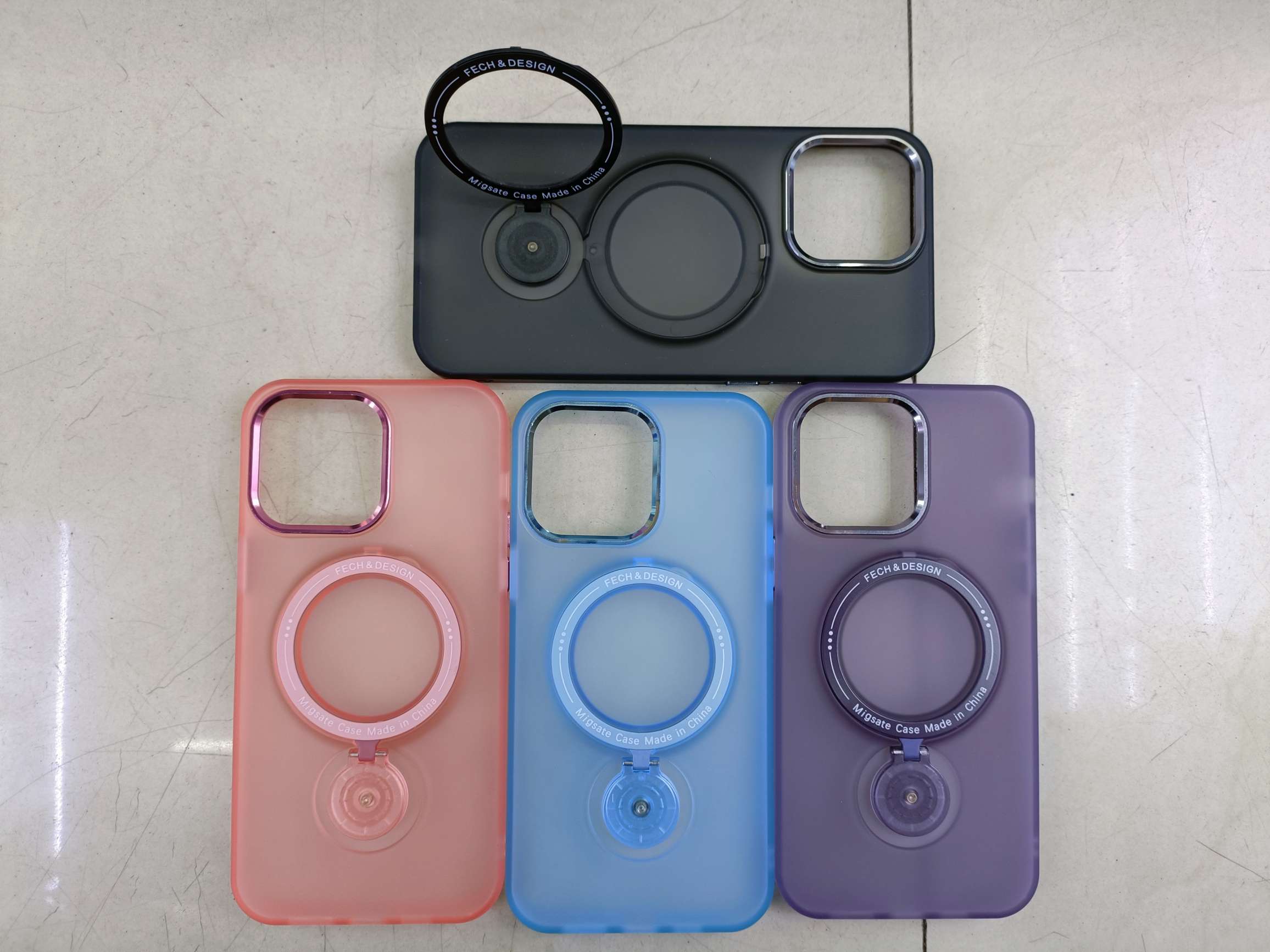 360 degree rotating bracket with magnetic electroplating button lens frame transparent shell