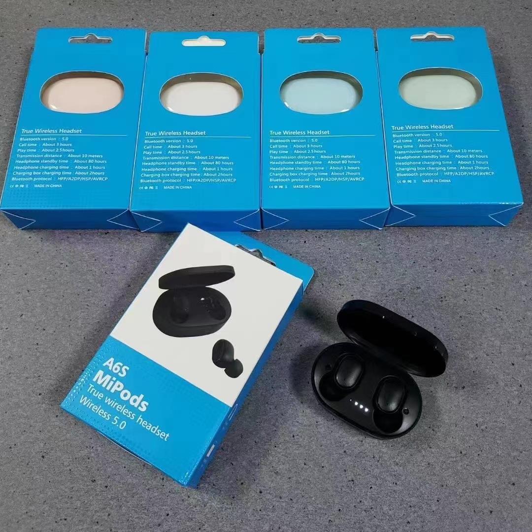 A6s 蓝牙耳机TWS无线耳机5.0半入耳式  蓝牙耳机触控无线运动耳机 A6s