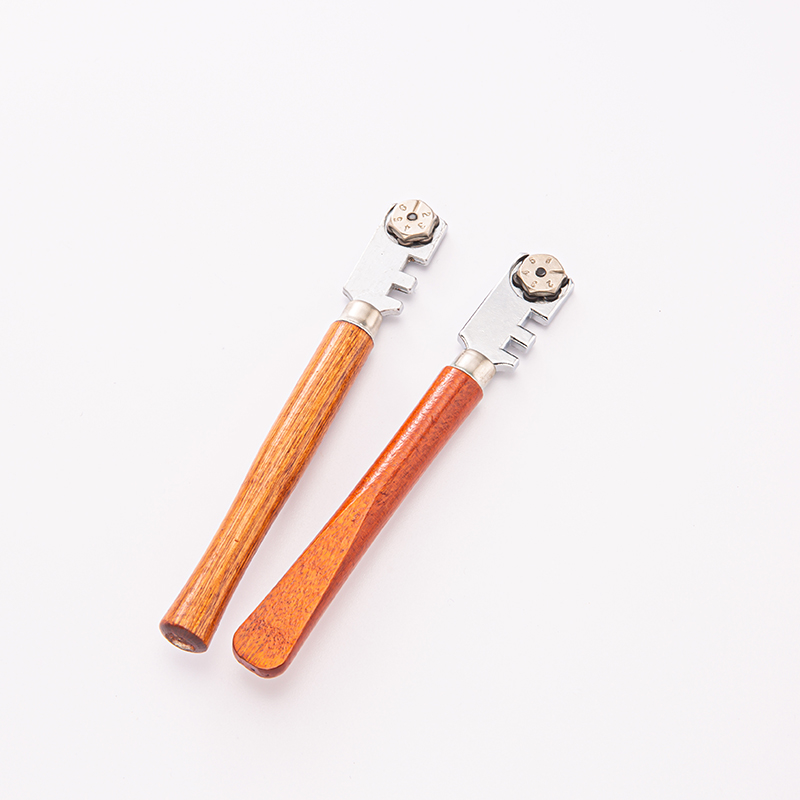Flat Handle Six-Wheel Glass Knife Wooden Handle Glass Knife Roller Glass Knife Item Picture