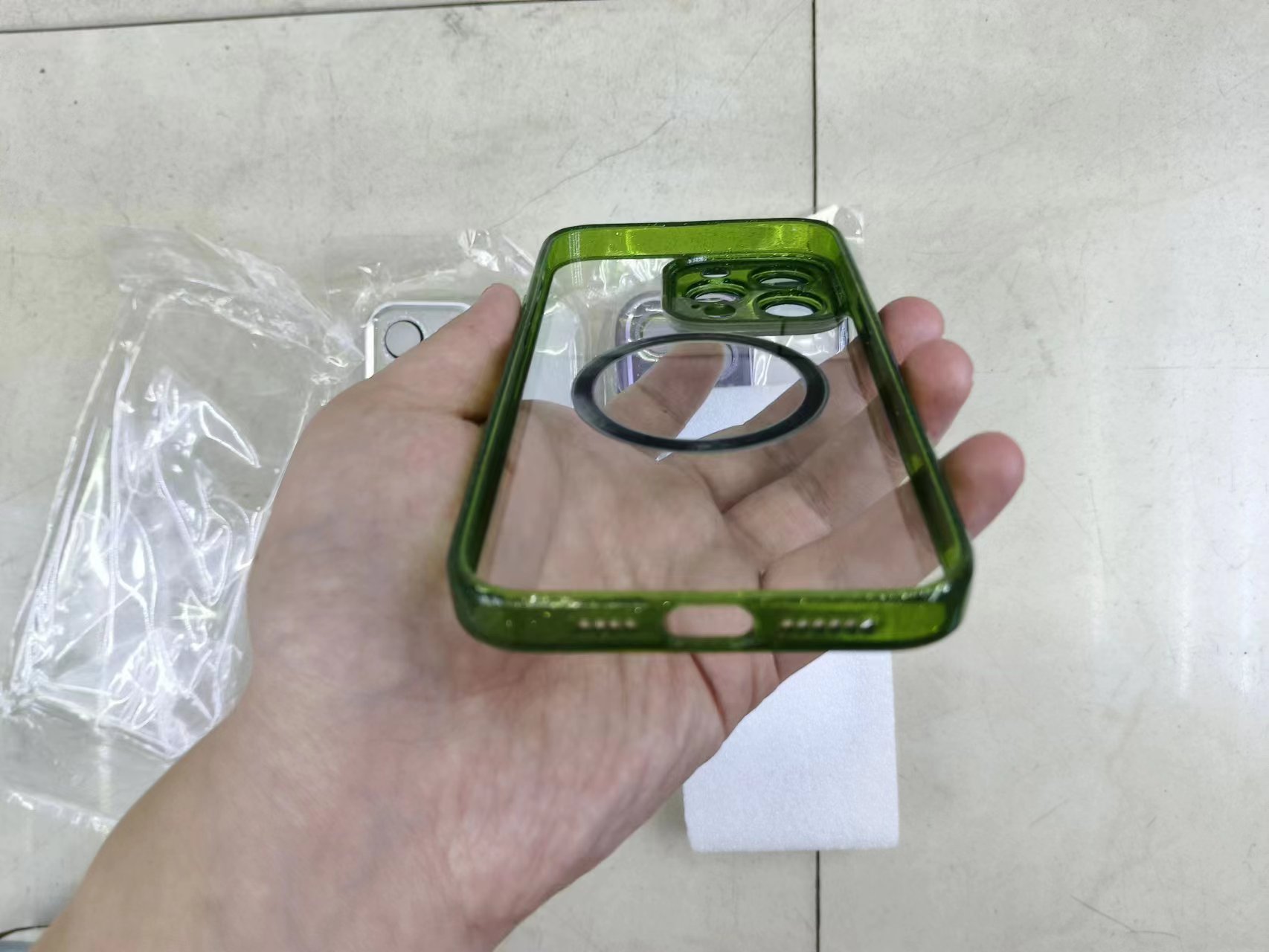 亚克力闪粉镜头框加边框磁吸手机壳带镜头膜详情9