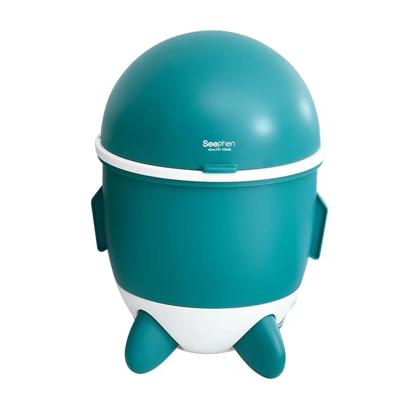 淞泰可爱火箭家用桌面垃圾桶翻盖迷你儿童学生纸篓杂物收纳桶详情图5