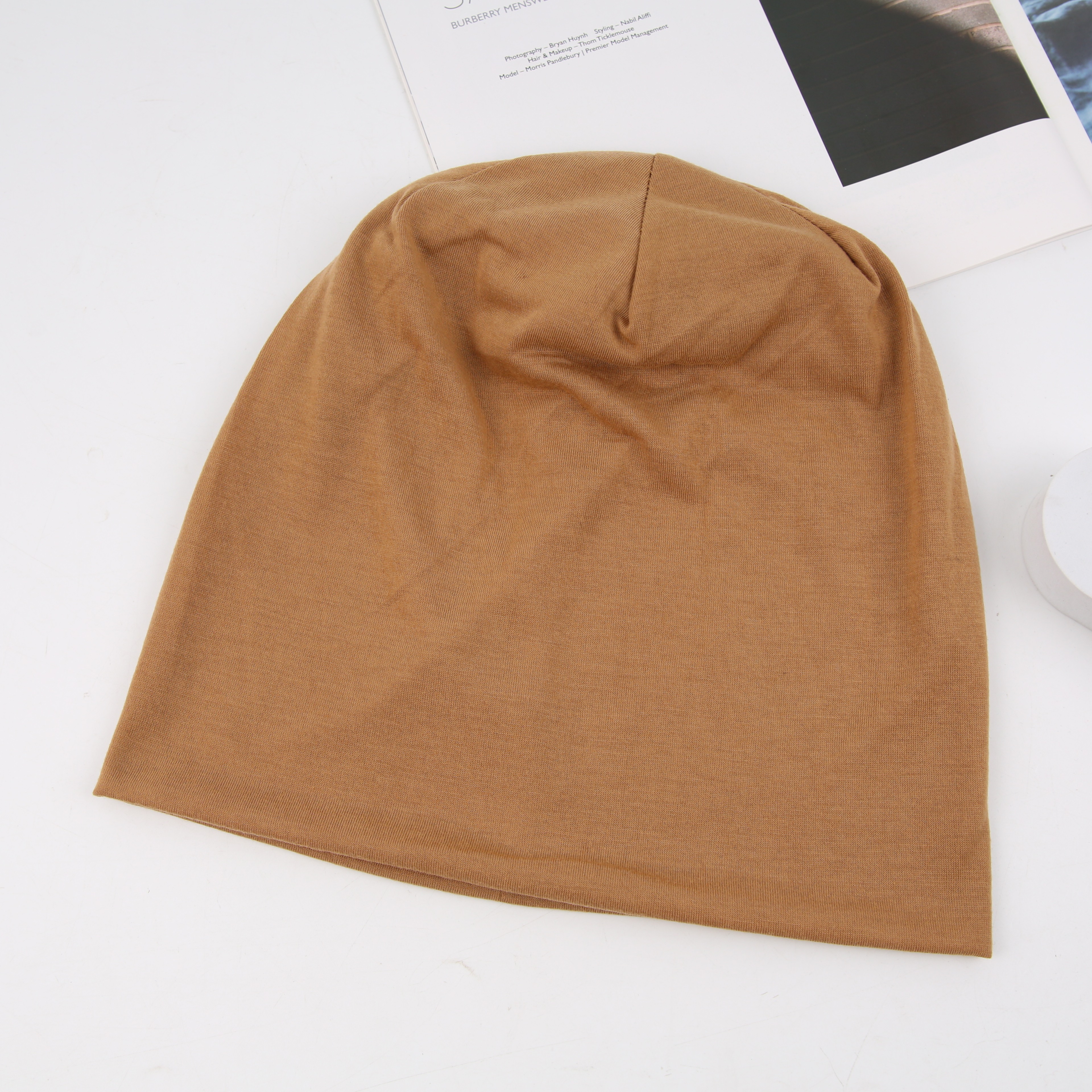 网红月子帽韩版堆堆帽春秋潮流时尚百搭套头冷帽女针织包头帽冬季马卡龙多色详情1