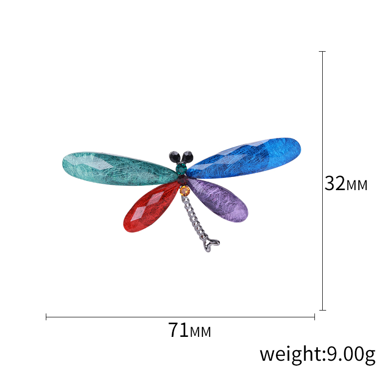 Ziyang Factory Direct sales of popular, fashionable, retro Lasse imitation glass resin patch large dragonfly brooch accessories, versatile carver corsages, Korean style, fashionable and simple resin dragonfly brooch pins, women's clothing accessories, artistic style gifts Application Scenario