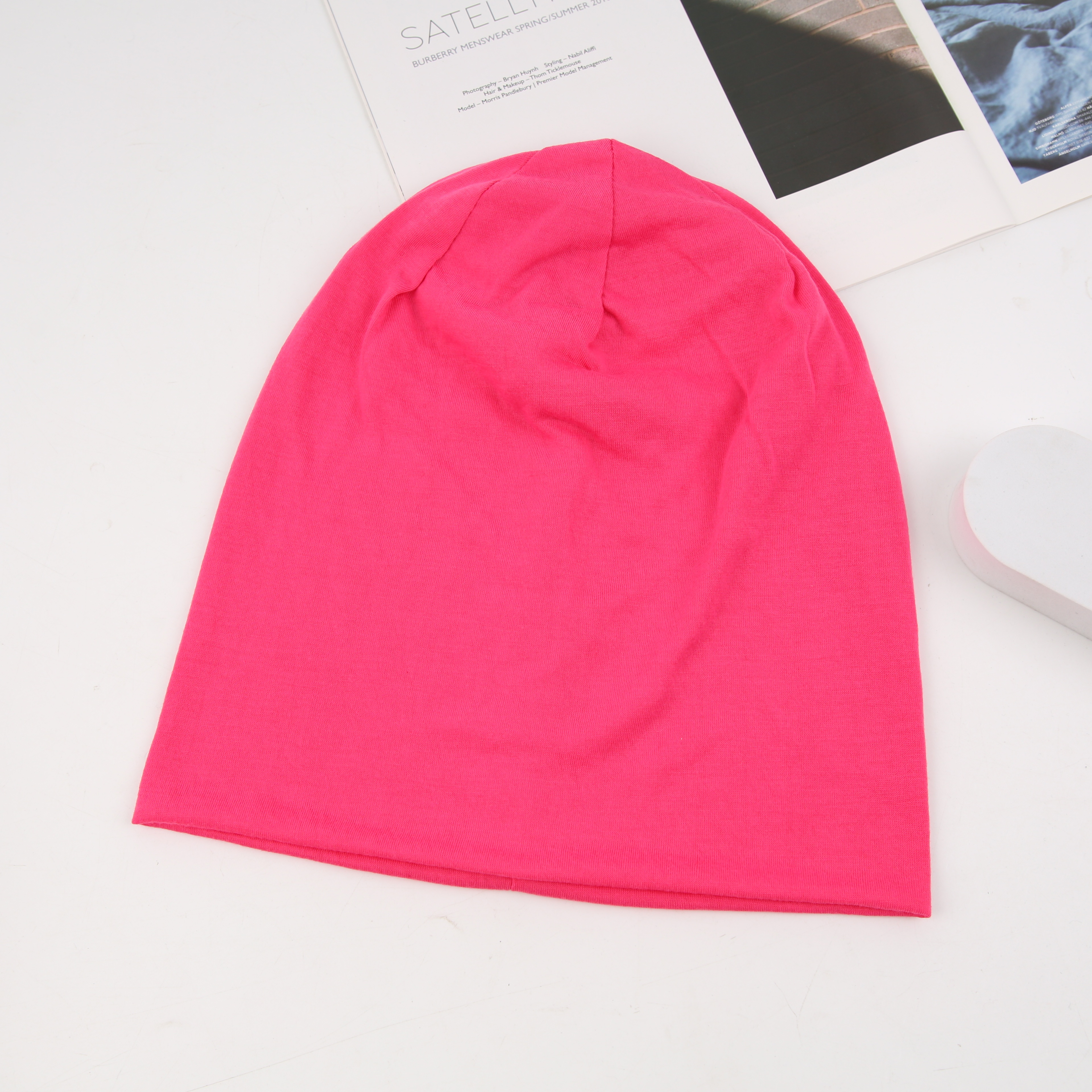 网红月子帽韩版堆堆帽春秋潮流时尚百搭套头冷帽女针织包头帽冬季马卡龙多色详情6