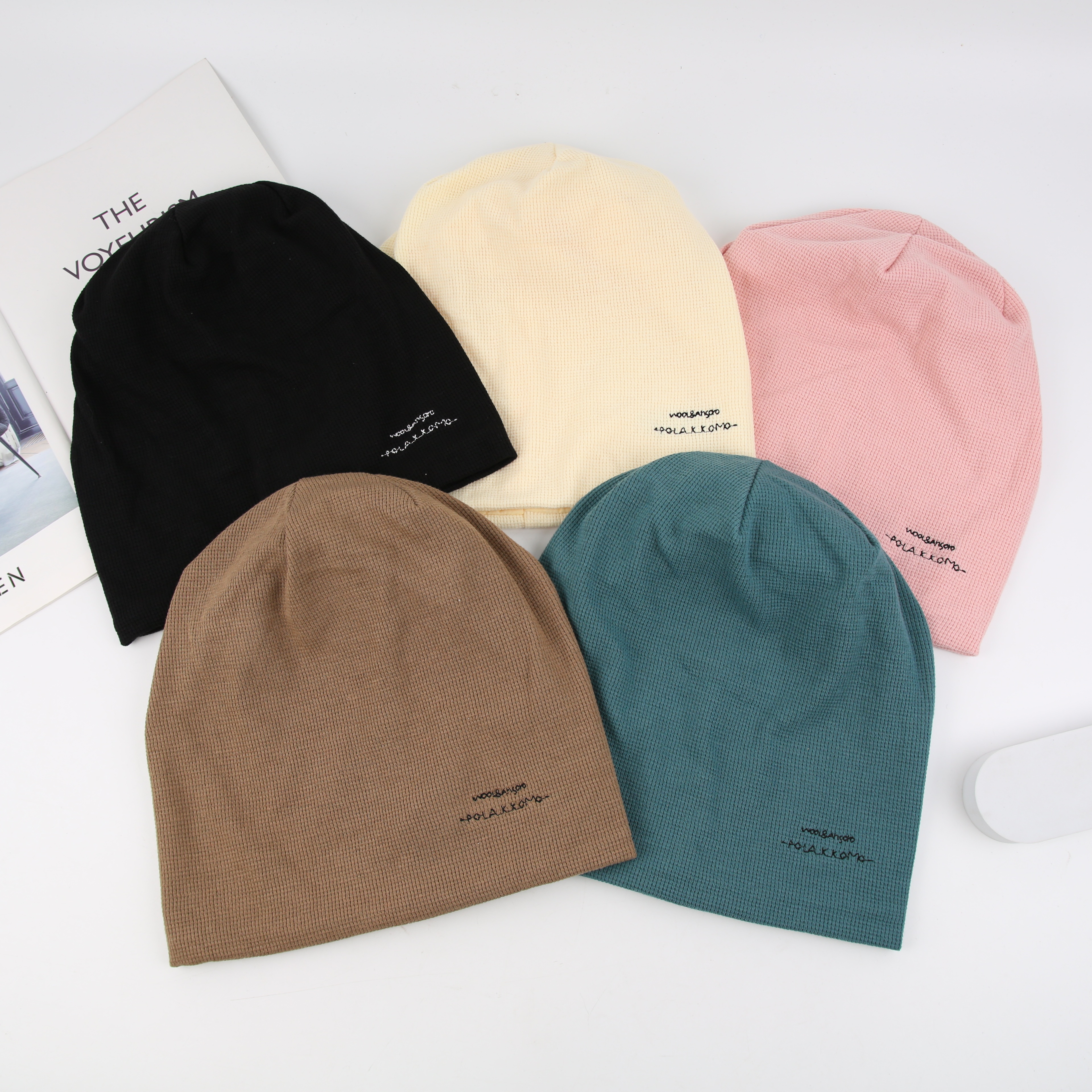 Cold hat for women, black hat, fashionable for spring, autumn and summer, knitted hat for postpartum care, thin headscarf, pullover and head cap for winter Item Picture