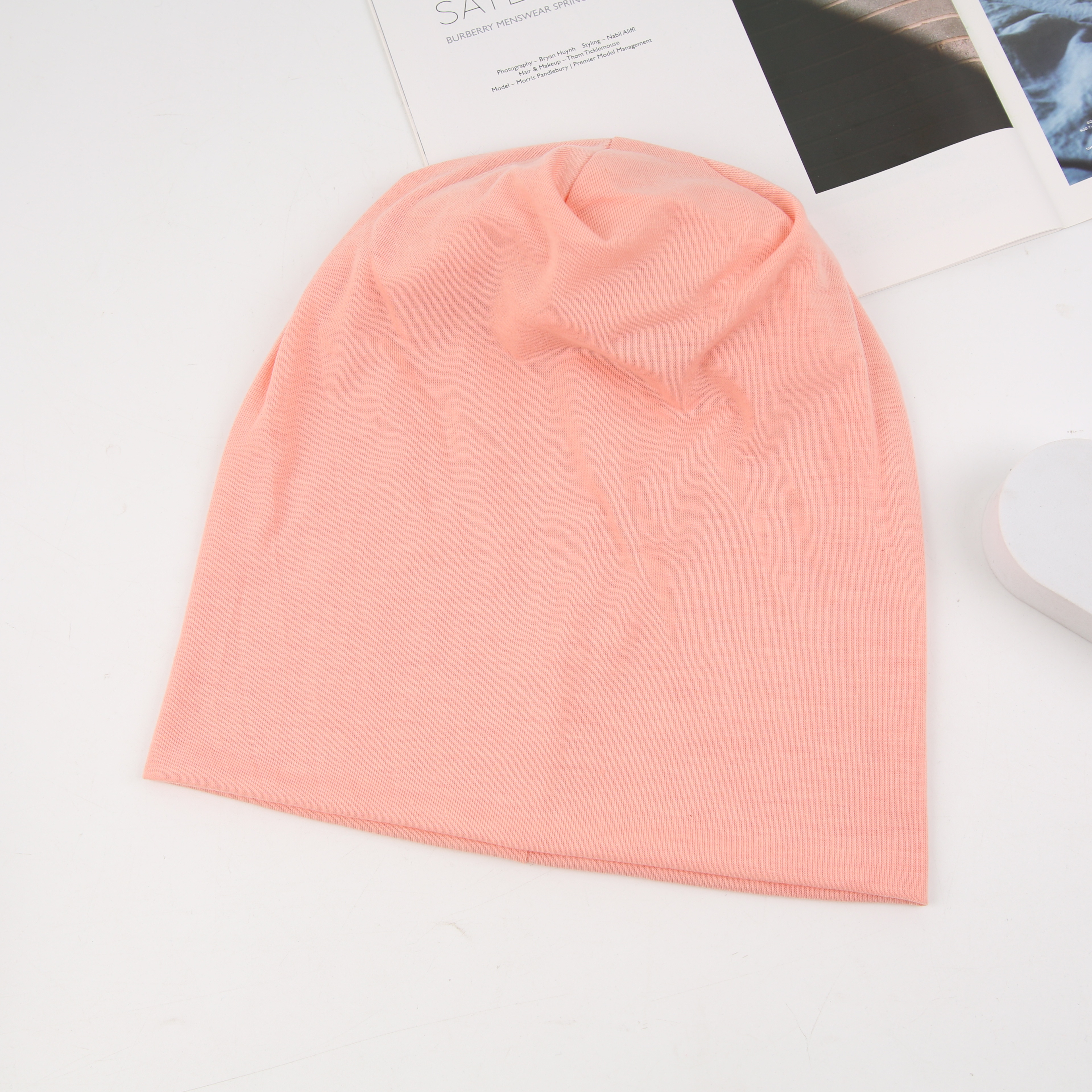 网红月子帽韩版堆堆帽春秋潮流时尚百搭套头冷帽女针织包头帽冬季马卡龙多色详情4