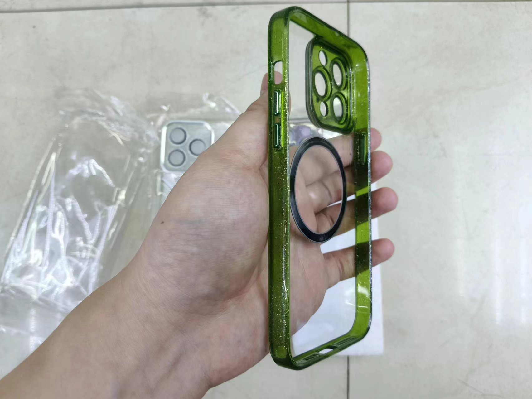 亚克力闪粉镜头框加边框磁吸手机壳带镜头膜详情4