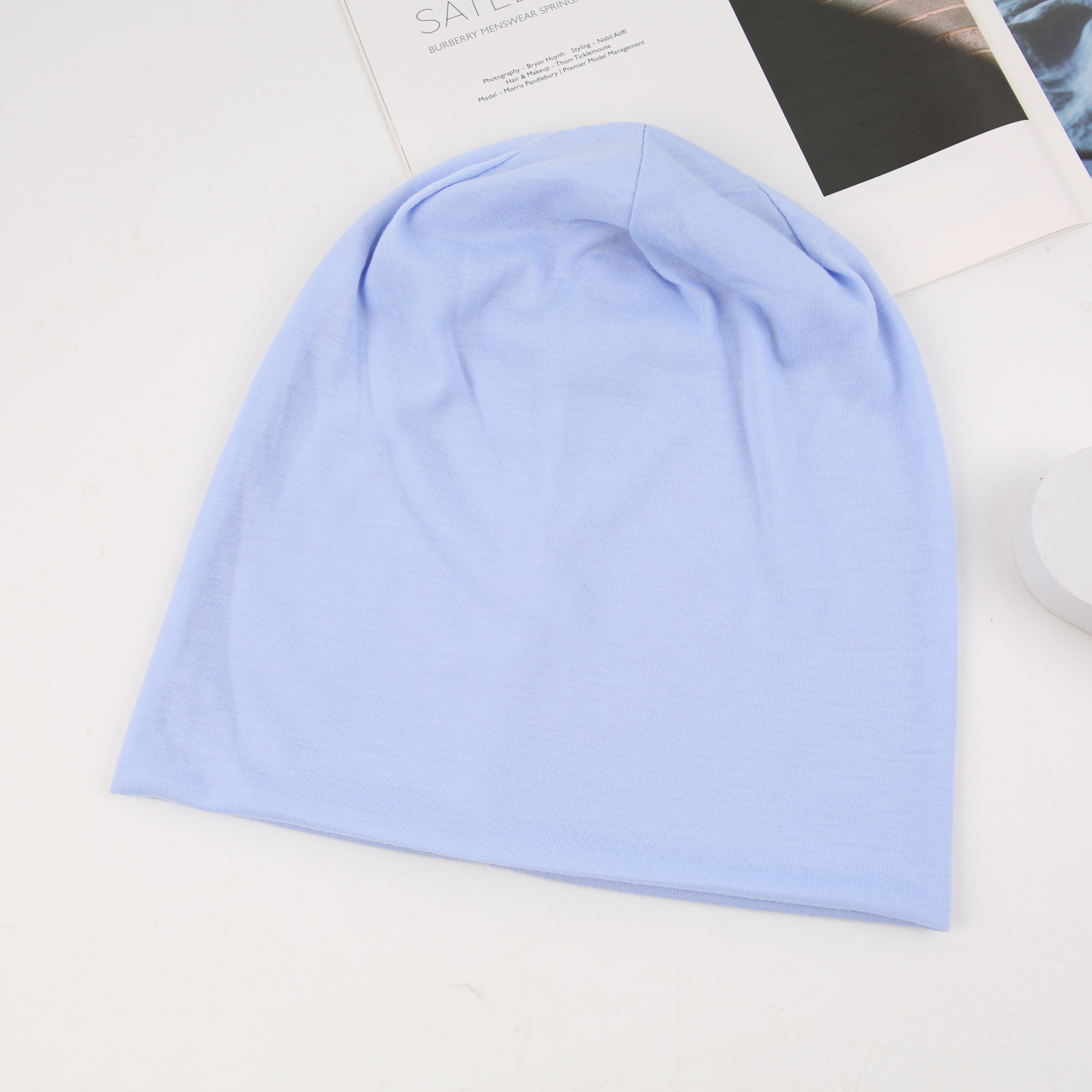 网红月子帽韩版堆堆帽春秋潮流时尚百搭套头冷帽女针织包头帽冬季马卡龙多色详情2