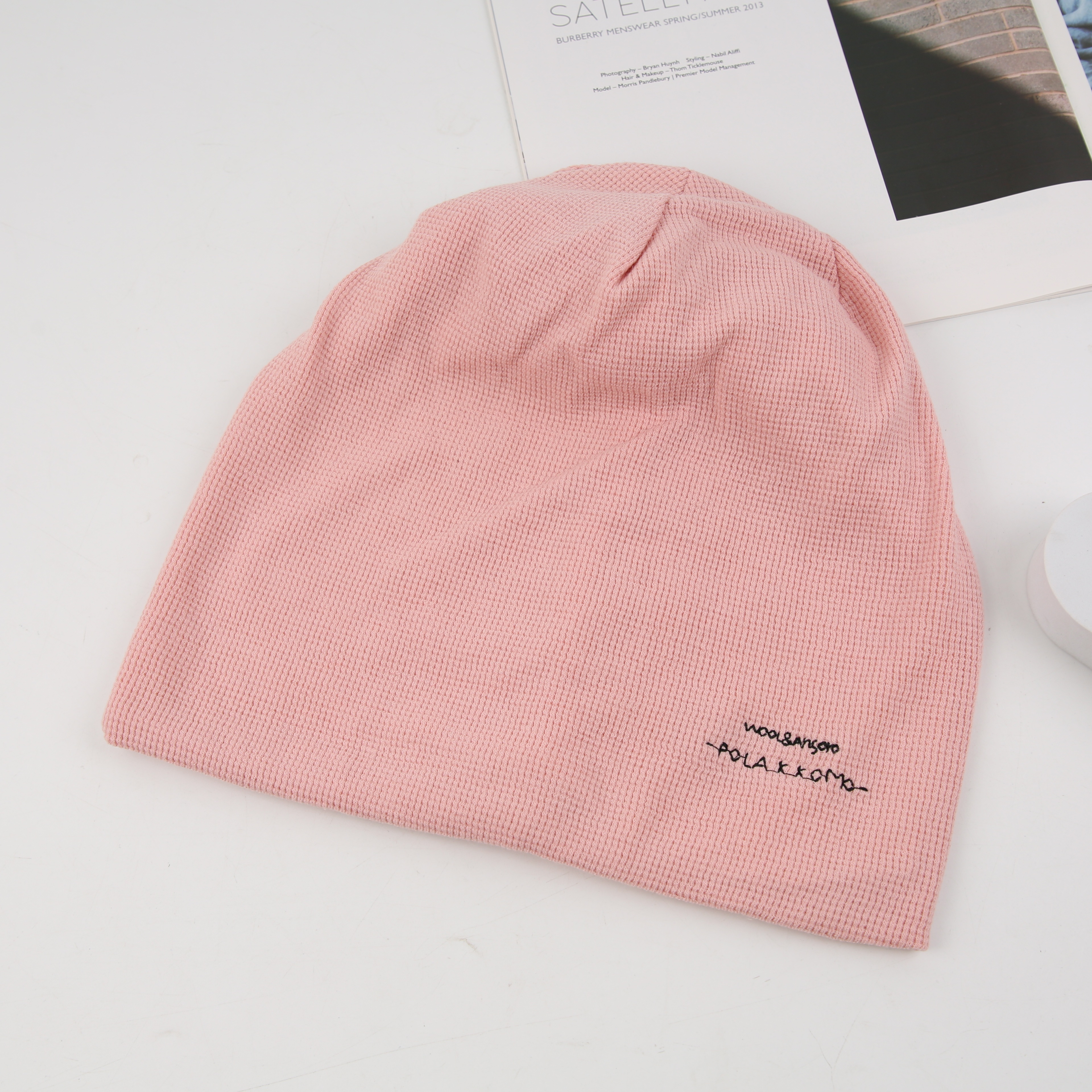 Cold hat for women, black hat, fashionable for spring, autumn and summer, knitted hat for postpartum care, thin headscarf, pullover and head cap for winter details Picture